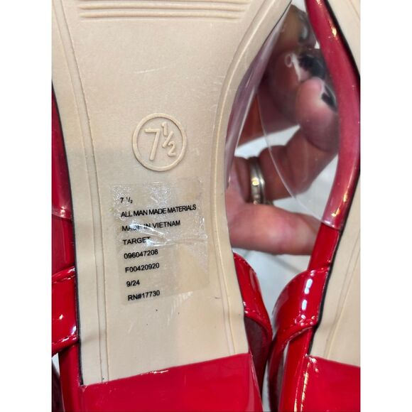 A New Day Eleanor Heart Slingback Kitten Red Heels Size 7.5 - Picture 11 of 11